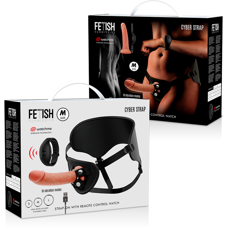 FETISH SUBMISSIVE CYBER STRAP - HARNAIS AVEC TÉLÉCOMMANDE DILDO WATCHME M TECHNOLOGIE