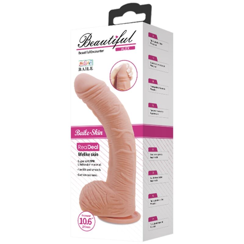 Baile – Gode réaliste Alex 27 cm incurvé avec ventouse et testicules