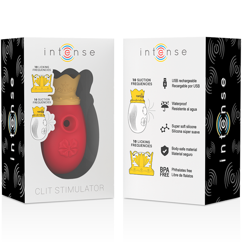 INTENSE - STIMULATEUR CLIT 10 FRÉQUENCES DE LÉCHAGE ET DASPIRATION - ROUGE