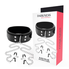 DARKNESS - COLLIER AVEC PINCES  NIPPLE NOIR