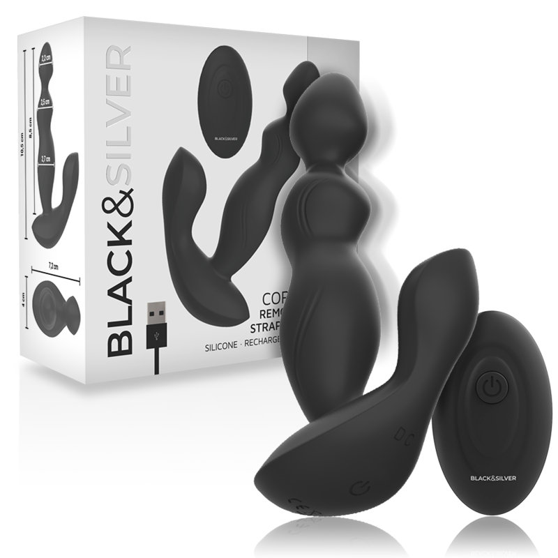 BLACK&SILVER - TÉLÉCOMMANDE EN SILICONE POUR PLUG ANAL CORA