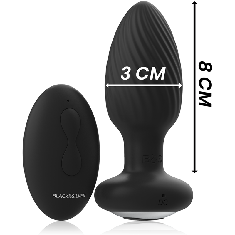 BLACK&SILVER - TÉLÉCOMMANDE DU ROTATEUR ANAL EN SILICONE WELLS PLUG