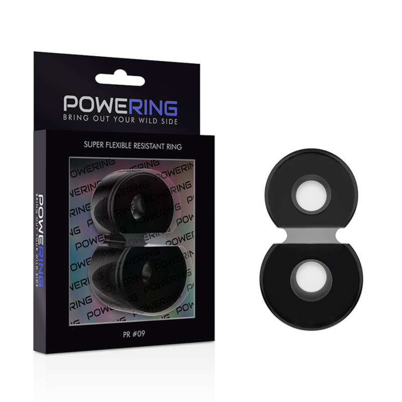 POWERING - ANNEAU PÉNIS DOUBLE SUPER FLEXIBLE ET RÉSISTANT PR09 NOIR