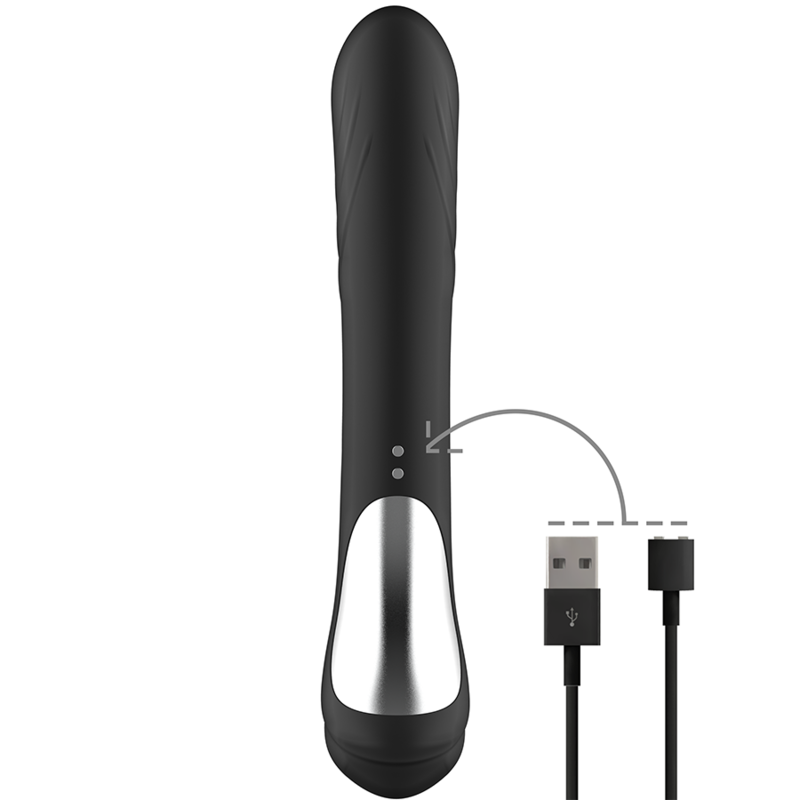 BLACK&SILVER - STIMULATEUR DE LAPIN EN SILICONE RECHARGEABLE JAMIE NOIR