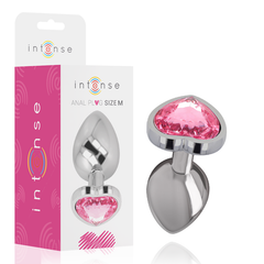 INTENSE - PLUG ANAL EN MÉTAL ALUMINIUM COEUR ROSE TAILLE M