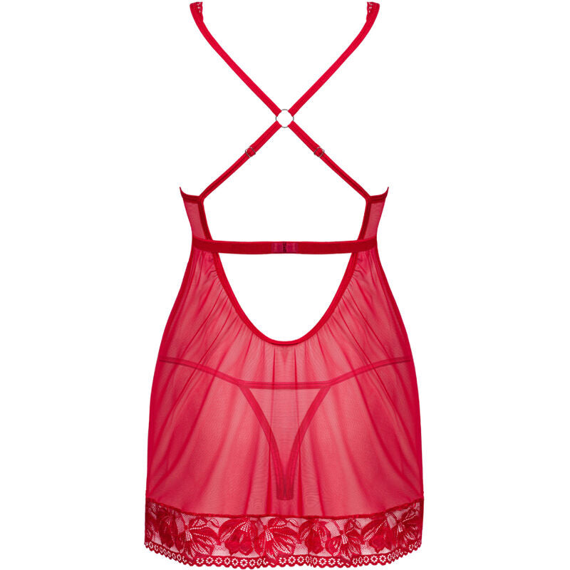 OBSESSIVE - LACELOVE BABYDOLL & TANGA ROUGE XS/S