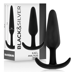 BLACK&SILVER - PLUG ANAL EN SILICONE KAEL AVEC POIGNÉE MOYENNE