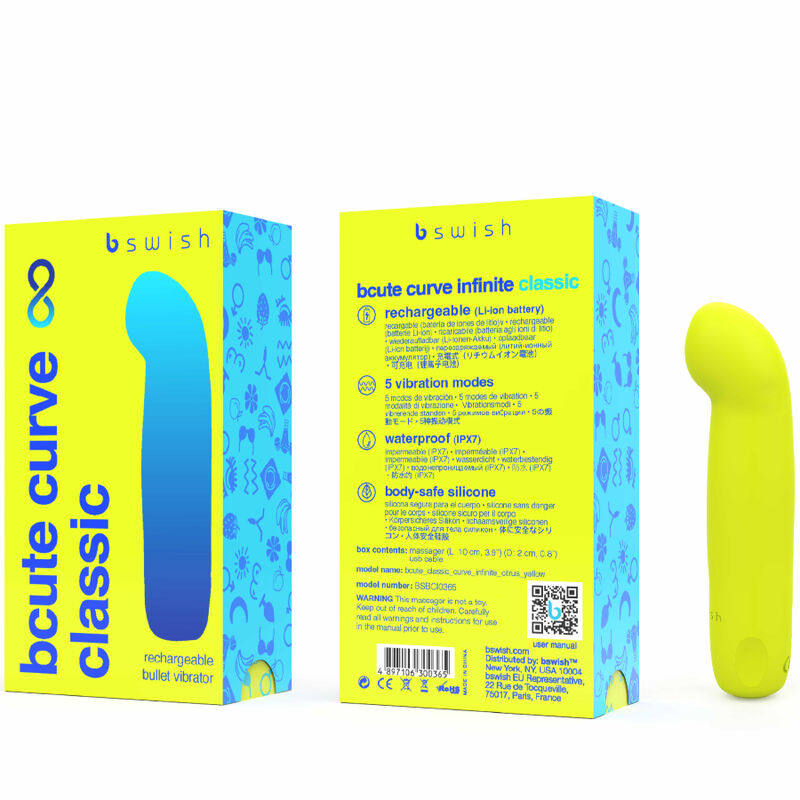 B SWISH - VIBRATEUR EN SILICONE RECHARGEABLE BCUTE CURVE INFINITE CLASSIC JAUNE