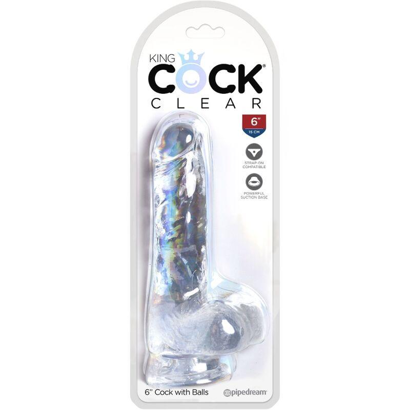 KING COCK - CLEAR PÉNIS RÉALISTE AVEC BOULES 13.5 CM TRANSPARENT