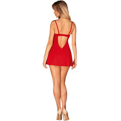 OBSESSIVE - CHEMISE & STRING INGRIDIA ROUGE XS/S