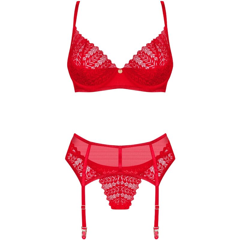 OBSESSIVE - INGRIDIA ENSEMBLE DEUX PIÈCES SANS CROTCHLESS ROUGE XL/XXL