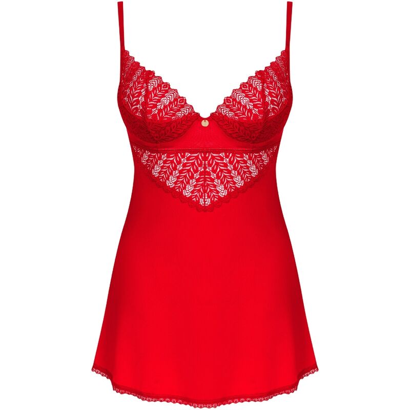 OBSESSIVE - CHEMISE & STRING INGRIDIA ROUGE XS/S