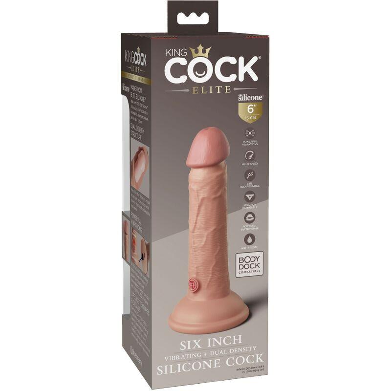 KING COCK - ELITE GODE RÉALISTE VIBRANT & SILICONE 15.2 CM