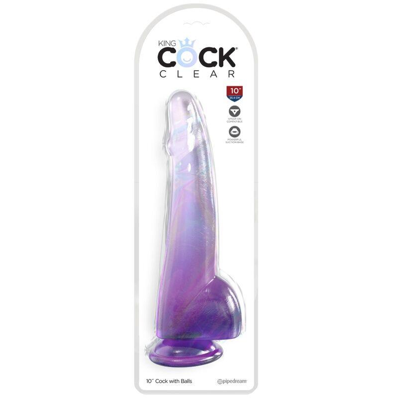 KING COCK - CLEAR GODE  TESTICULES 19 CM VIOLET