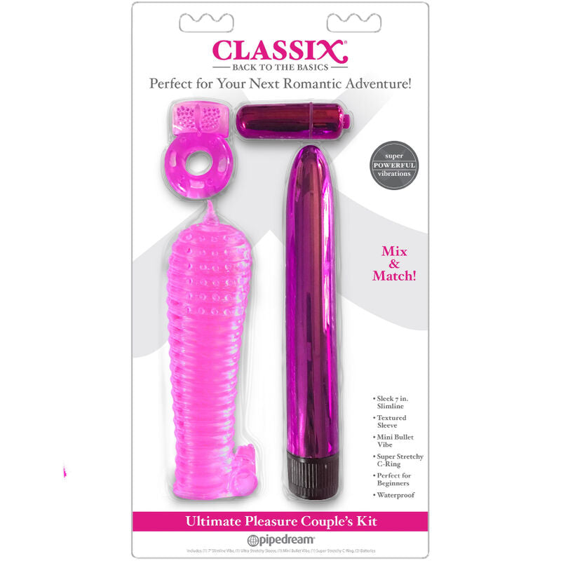 CLASSIX - KIT POUR COUPLES AVEC ANNEAU, GAINE ET BALLES ROSE