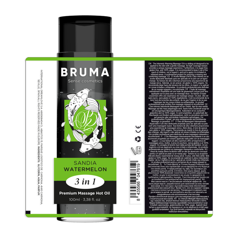 BRUMA - HUILE DE MASSAGE PREMIUM EFFET CHALEUR SAVEUR DE PASTÈQUE 3 EN 1 - 100 ML