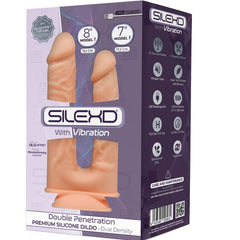 SILEXD - MODÈLE 1 VIBRATEUR PÉNIS RÉALISTE DOUBLE PÉNÉTRATION PREMIUM SILEXPAN SILICONE 17.5 / 19.5 CM