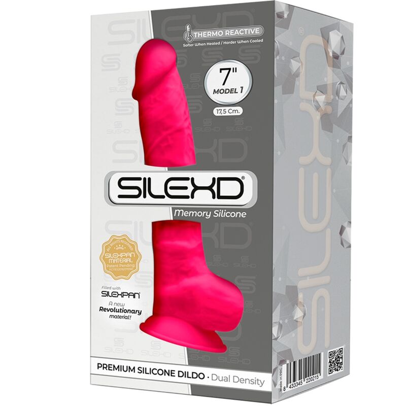 SILEXD - MODÈLE 1 PÉNIS RÉALISTE PREMIUM SILEXPAN SILICONE FUCHSIA 17.5 CM