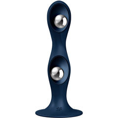 SATISFYER - GODE EN SILICONE DOUBLE BALL-R GRENAT