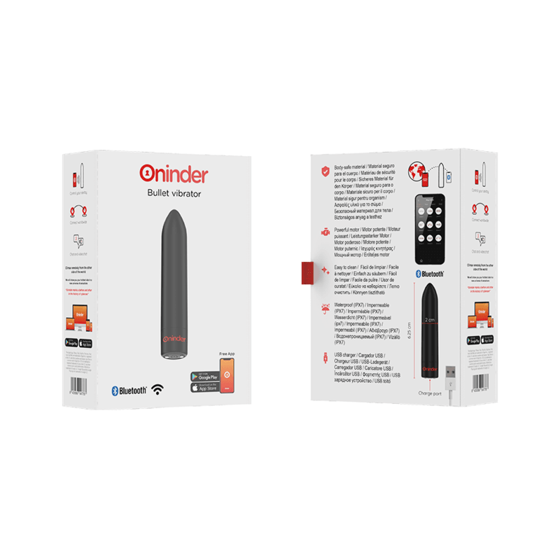 ONINDER - BERLIN VIBRATEUR BULLET NOIR 9 MODES 8,5 X 2 CM - APPLICATION GRATUITE