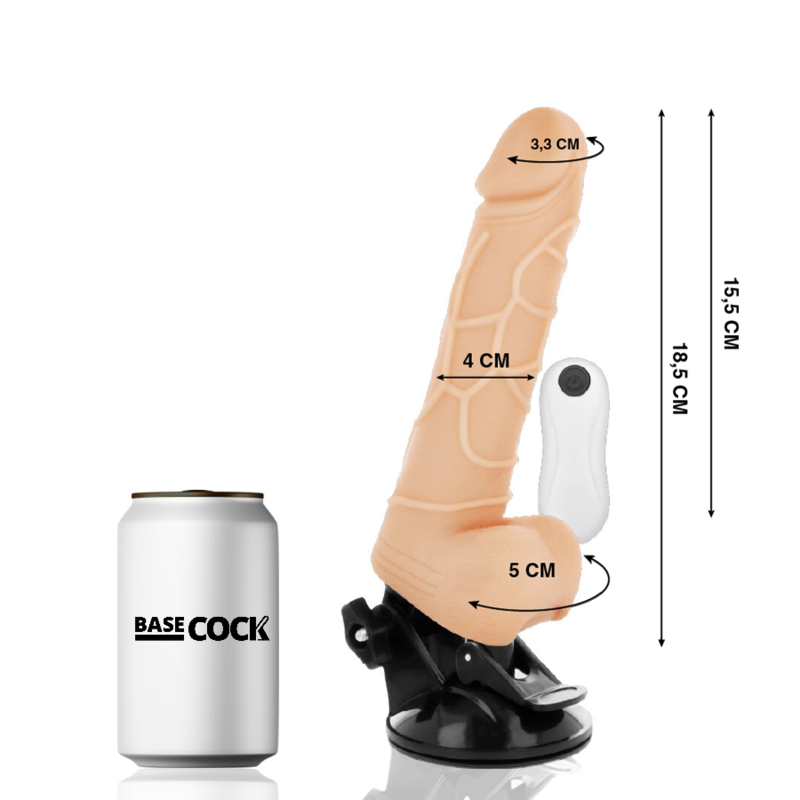 BASECOCK - VIBRATEUR TÉLÉCOMMANDE NATUREL RÉALISTE 18.5 CM -O- 4CM