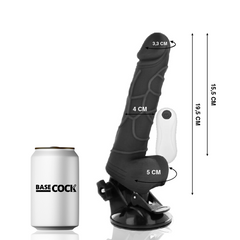 BASECOCK - VIBRATEUR RÉALISTE TÉLÉCOMMANDE NATUREL AVEC TESTICULES19.5 CM -O- 4 CM