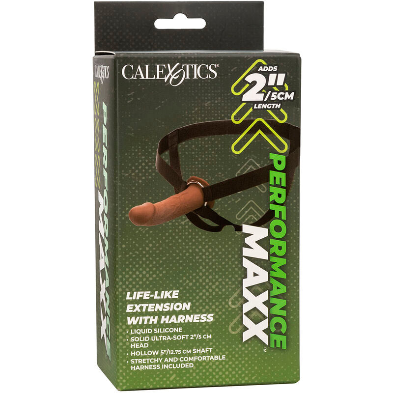 CALEXOTICS - EXTENSION PERFORMANCE MAXX RÉALISTE AVEC HARNAIS PEAU MARRON