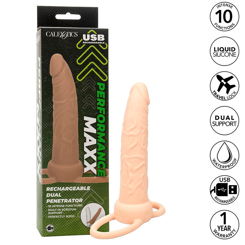 CALEXOTICS - PERFORMANCE MAXX RECHARGEABLE DOUBLE PÉNÉTRATEUR PEAU CLAIRE