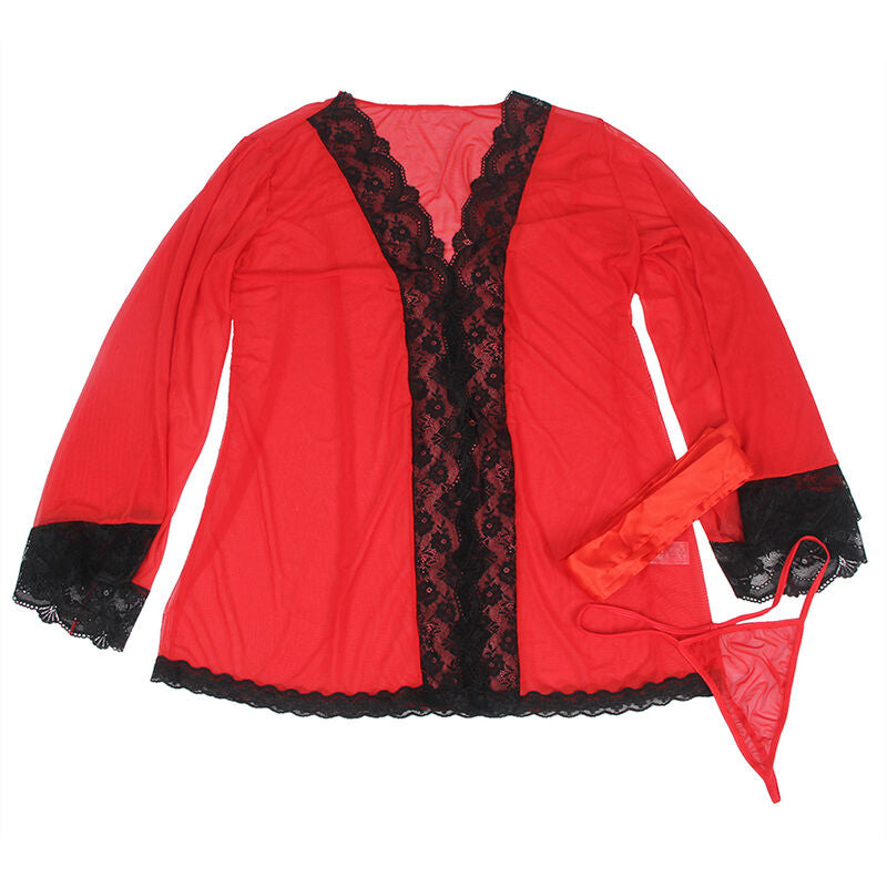 SUBBLIME - ROBE EN TISSU TRANSPARENT DÉTAIL DENTELLE ROUGE S/M