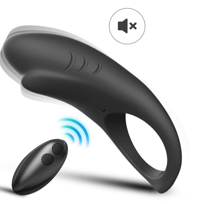 ARMONY - ANNEAU VIBRATEUR SHARK POUR COUPLES TÉLÉCOMMANDE NOIR