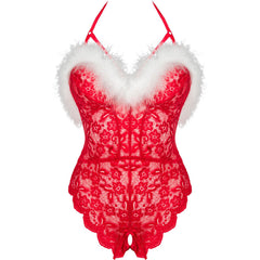 LIVCO CORSETTI FASHION - BODY FEMME EN DENTELLE PÈRE NOËL S/M