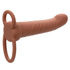 CALEXOTICS - MAXX RIBBED DOUBLE PÉNÉTRATEUR 10 VIBRATIONS MARRON