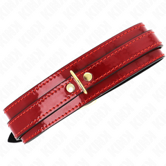 KINK - COLLIER AJUSTABLE ROUGE VIN AVEC DÉTAILS DORÉS 29-42,5 CM X 4 CM