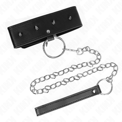 KINK - COLLIER 65 CM AVEC LAISSE AVEC CLOUS ARGENTÉS MODÈLE 2 RÉGLABLE 36-43 CM X 5 CM