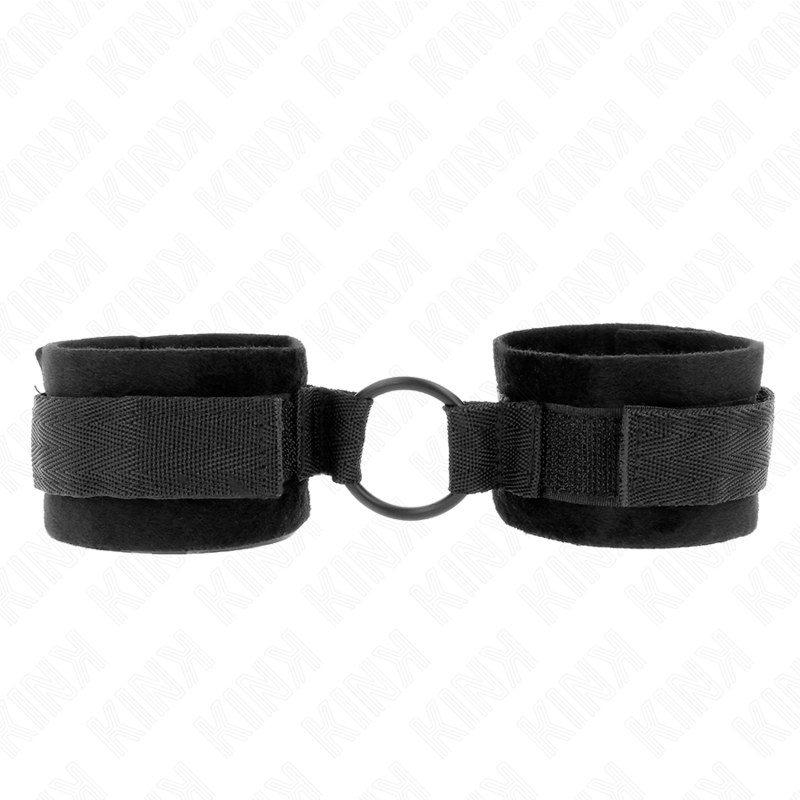 KINK - MANCHETTES DÉBUTANT FOURRURE 25 CM AVEC O-RING 4 CM NOIR AJUSTABLE 15-25 CM