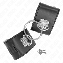 KINK - APPUI-POIGNETS FIXES AVEC ANNEAU ET FERMETURE PAR CADENAS NOIR AJUSTABLE 16-23 CM X 5,5 CM