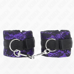 KINK - ATTENTES-POIGNETS COURTES EN DENTELLE DE VELOURS ET RELIURE EN NYLON VIOLET / NOIR 23 X 6,5 CM