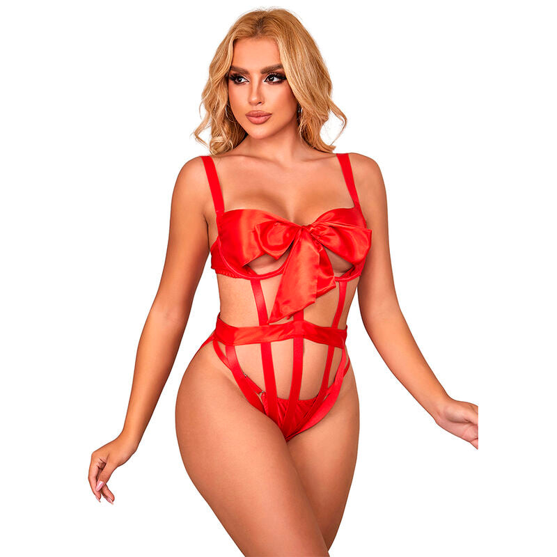 SUBBLIME - 954468 BODY SEXY AJOURÉ AVEC NOEUD ROUGE S/M