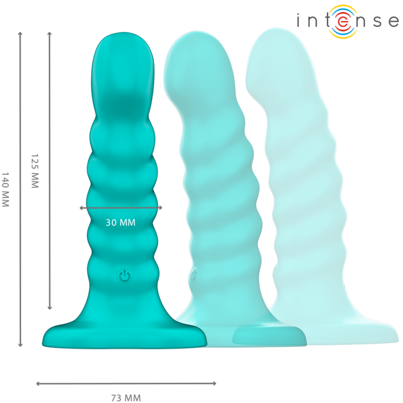 INTENSE - BUFFY VIBRATEUR TAILLE S DESIGN SPIRALE 10 VIBRATIONS TÉLÉCOMMANDE BLEUE