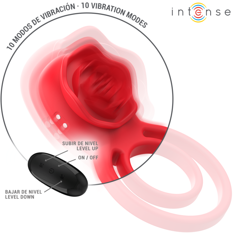 INTENSE - GAIL STIMULATEUR ROSE 10 VIBRATIONS ROUGE TELECOMMANDE