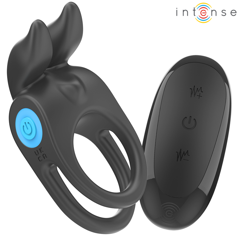 INTENSE - SAM VIBRATEUR DOUBLE ANNEAU PÉNIS 10 VIBRATIONS NOIR