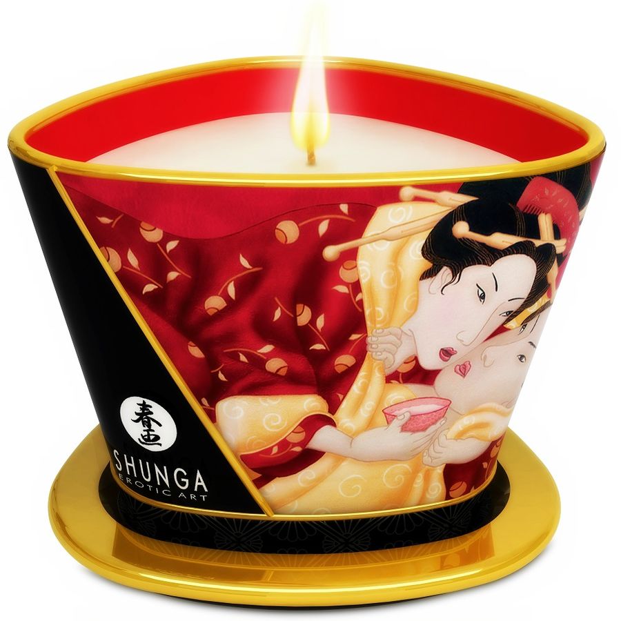 SHUNGA - MINI CARESSE AUX BOUGIES FRAISES ET BOUGIE DE MASSAGE CAVA 170 ML