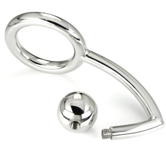 METAL HARD - ANNEAU COCK RING AVEC CROCHET INTRUS ANAL 45MM