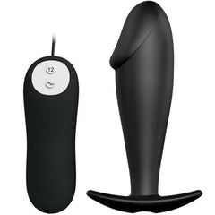 PRETTY LOVE - PLUG ANAL EN SILICONE FORME PÉNIS ET 12 MODES DE VIBRATION NOIR