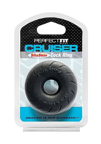 PERFECT FIT BRAND - BAGUE CRUISER EN SILASKIN FAT BOY NOIR