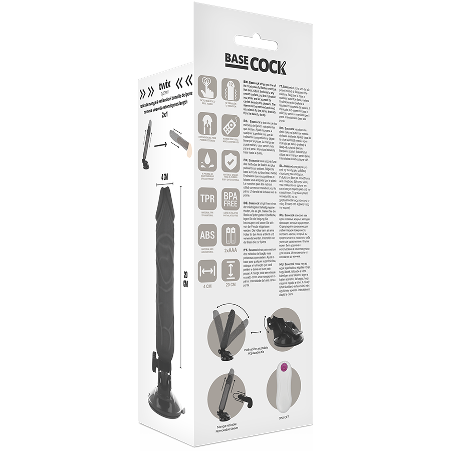 BASECOCK - VIBRATEUR RÉALISTE TÉLÉCOMMANDE NATUREL 20 CM -O- 4 CM