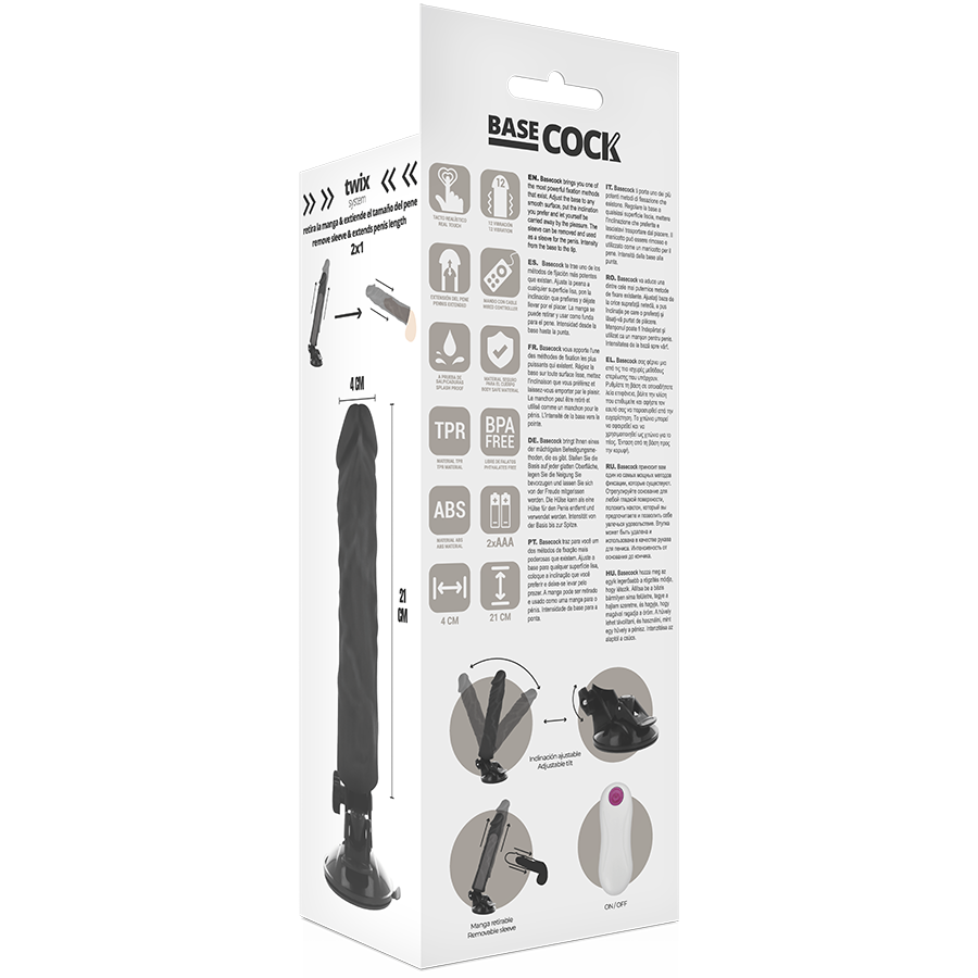 BASECOCK - VIBRATEUR RÉALISTE TÉLÉCOMMANDE NATUREL 21 CM -O- 4 CM