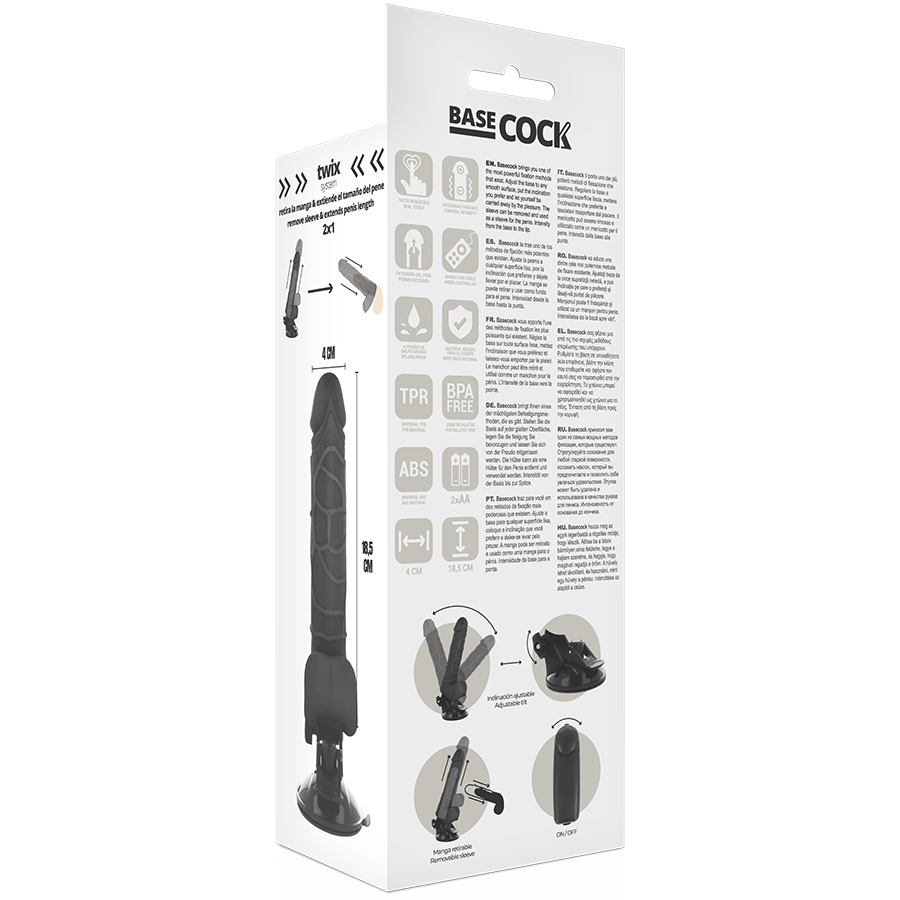 BASECOCK - VIBRATEUR TÉLÉCOMMANDE NATUREL RÉALISTE 18.5 CM -O- 4CM