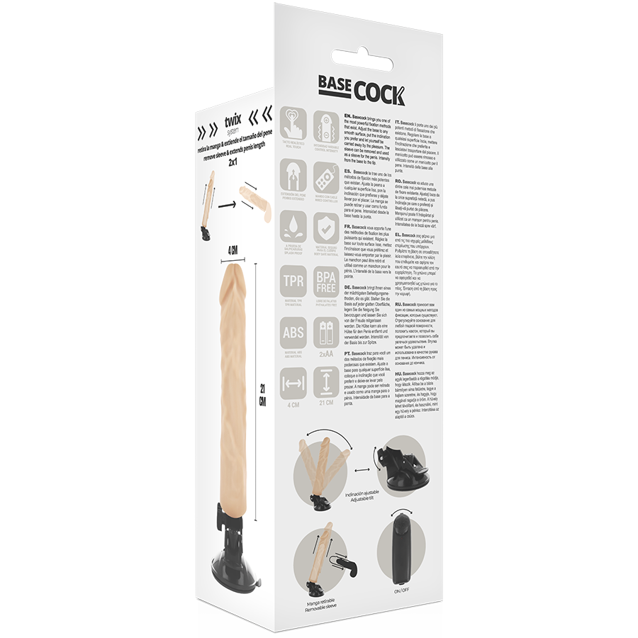 BASECOCK - VIBRATEUR RÉALISTE TÉLÉCOMMANDE NATUREL 21 CM -O- 4 CM