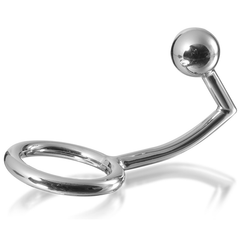 METAL HARD - ANNEAU COCK RING AVEC CROCHET INTRUS ANAL 40MM